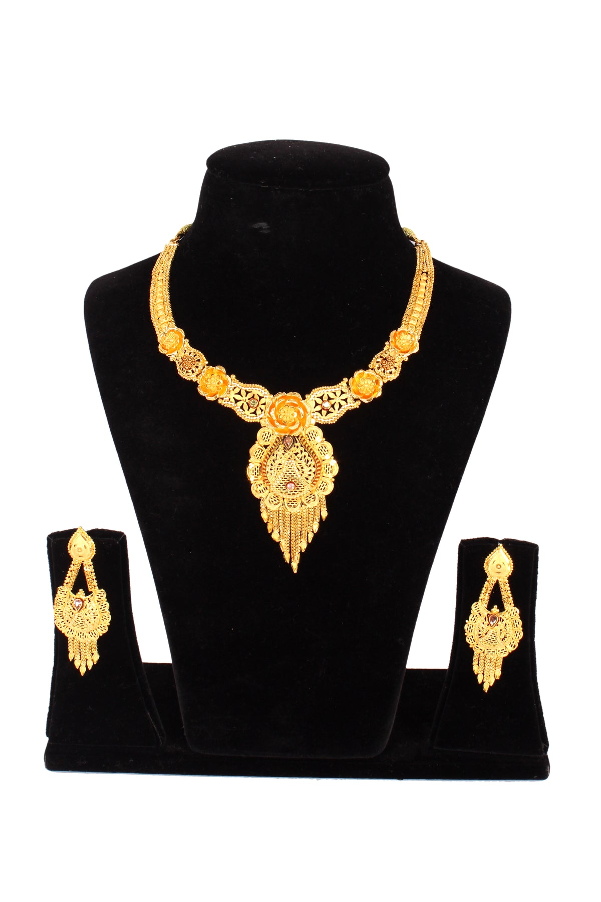 One gram pure gold jewellery gold look necklace set