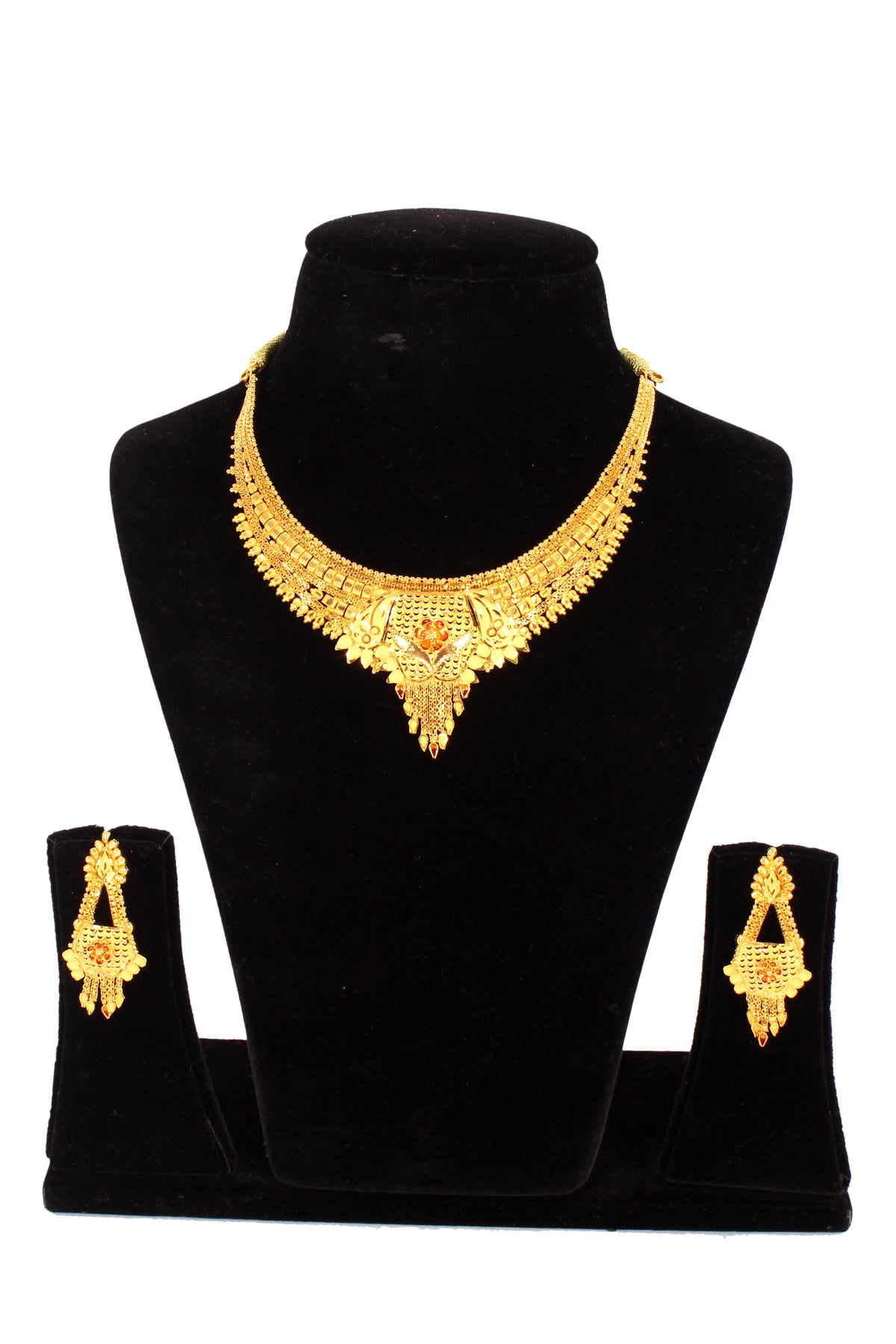 One gram pure gold jewellery gold look necklace set