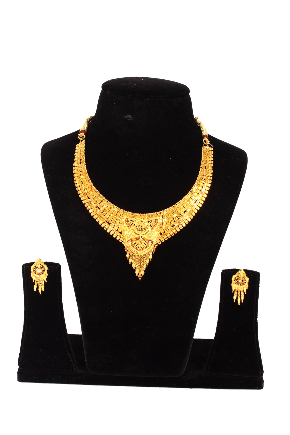 One gram pure gold jewellery gold look necklace set