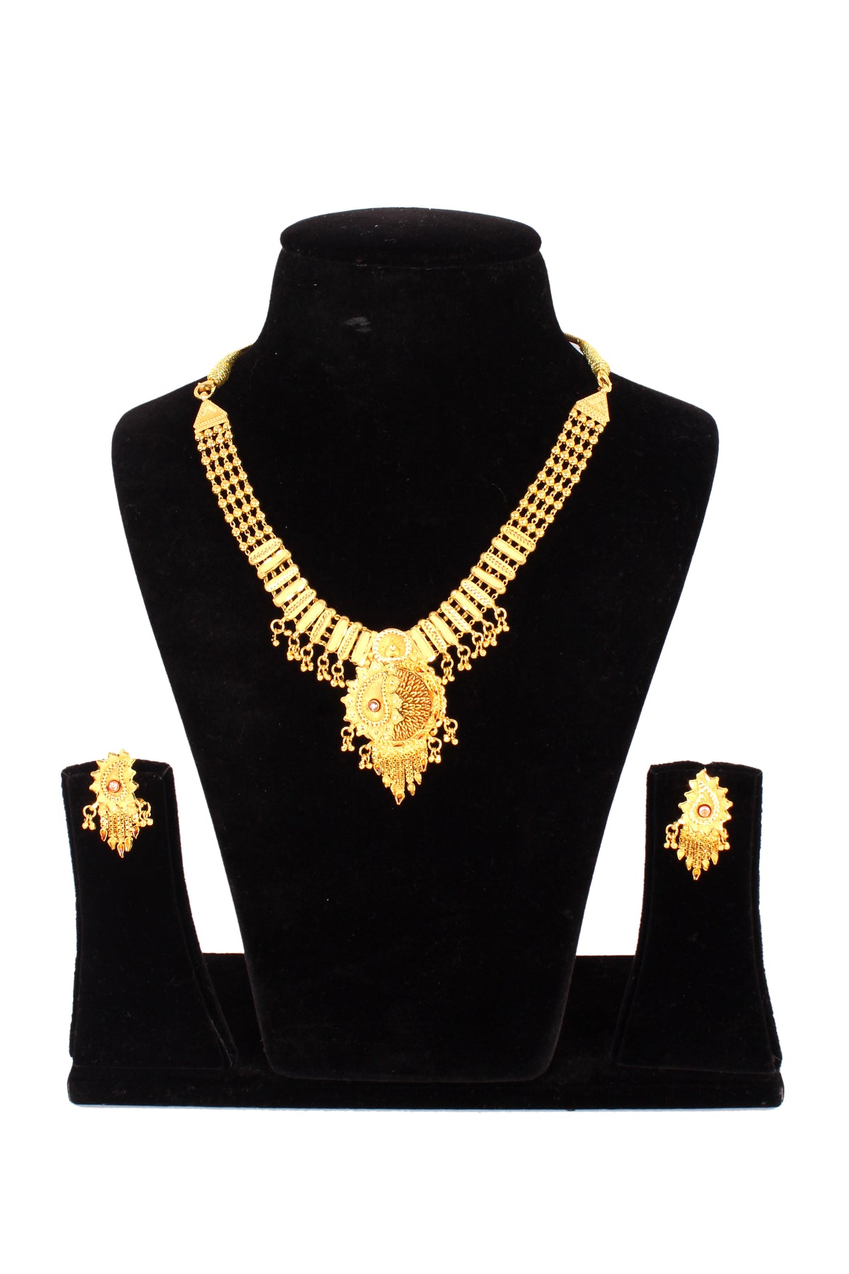 One gram pure gold jewellery gold look necklace set