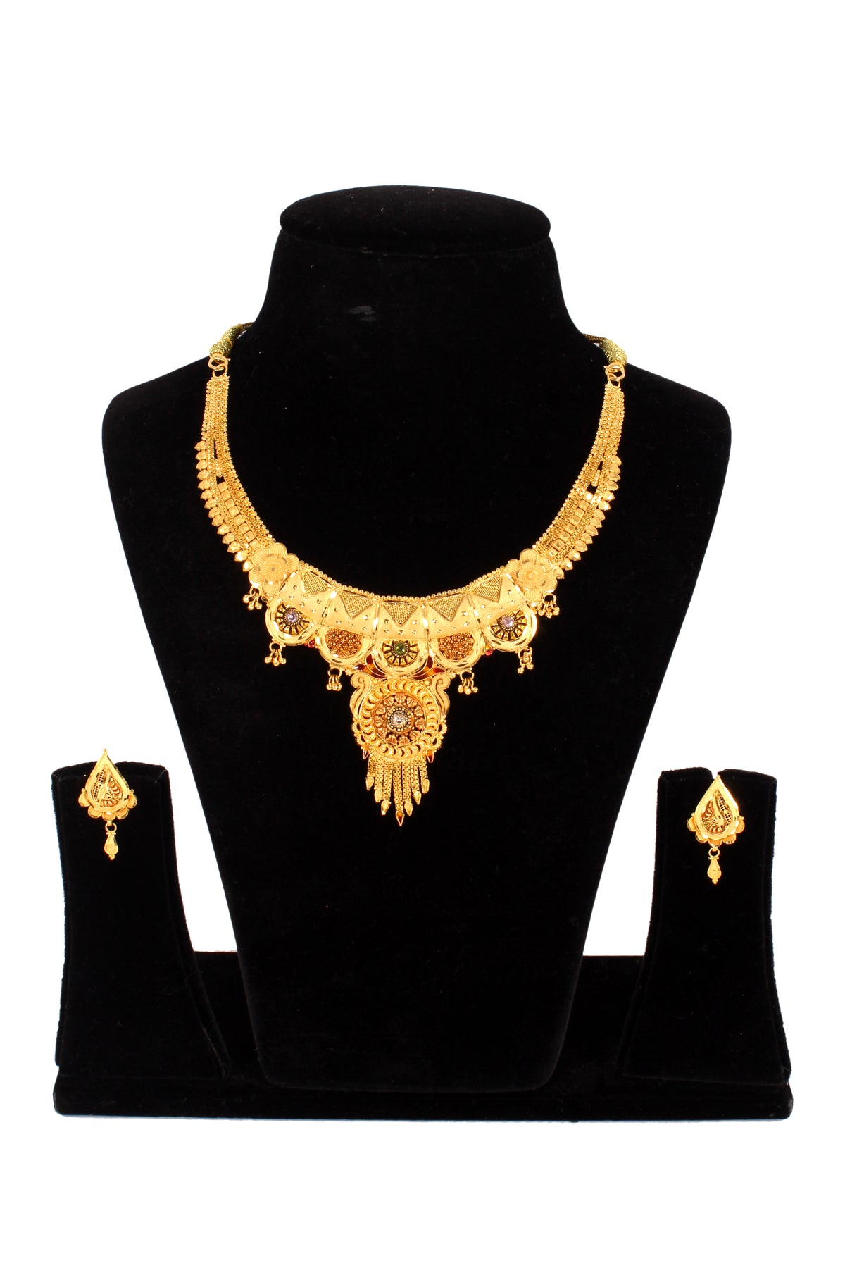 One gram pure gold jewellery gold look necklace set